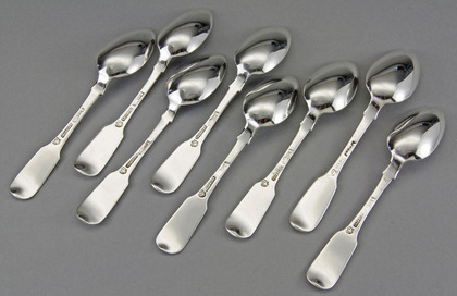 Russian Silver Teaspoons (set of 8) - Sazikov